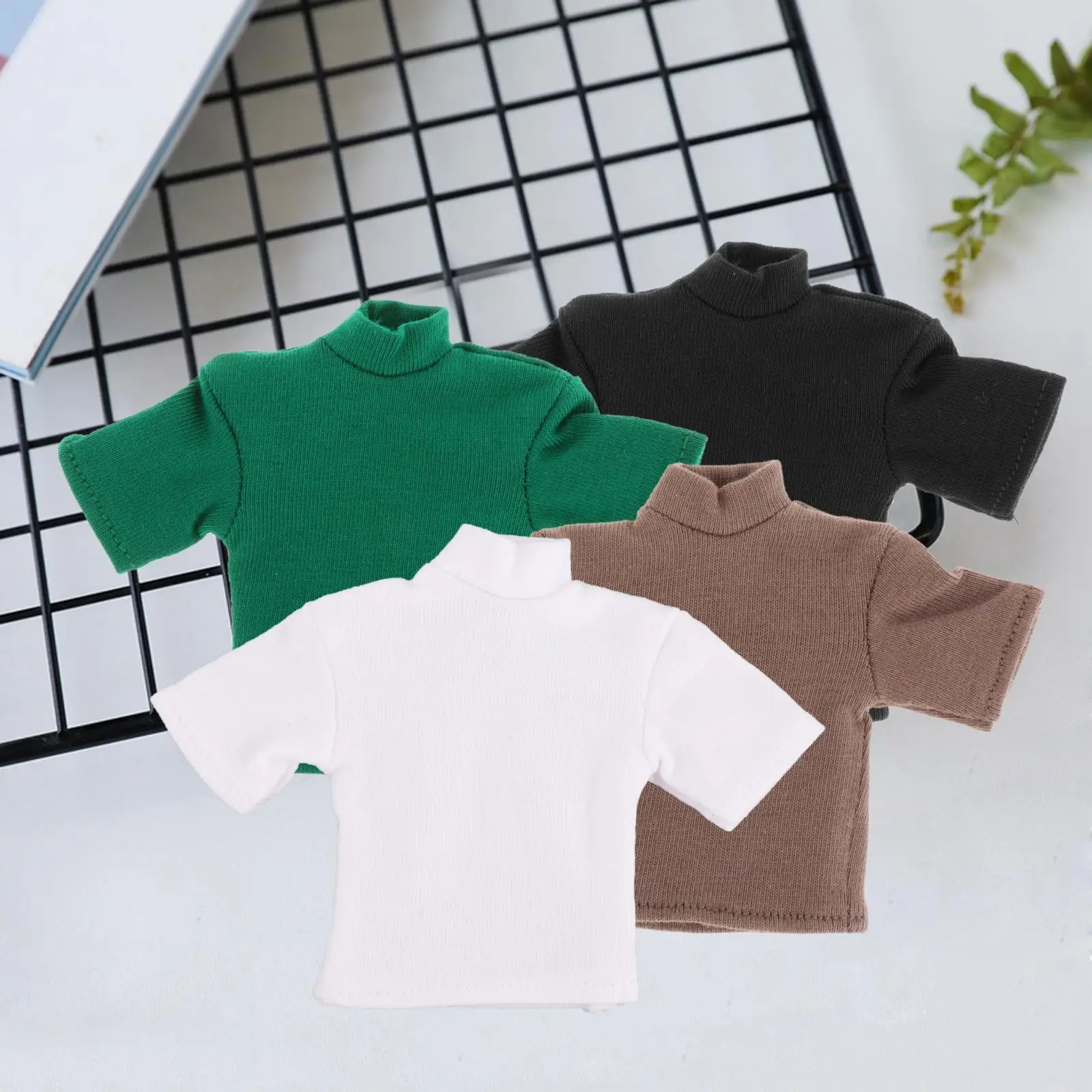 Camiseta em escala 1/12 para roupas de boneca de manga curta, roupas artesanais para modelos de 6 polegadas
