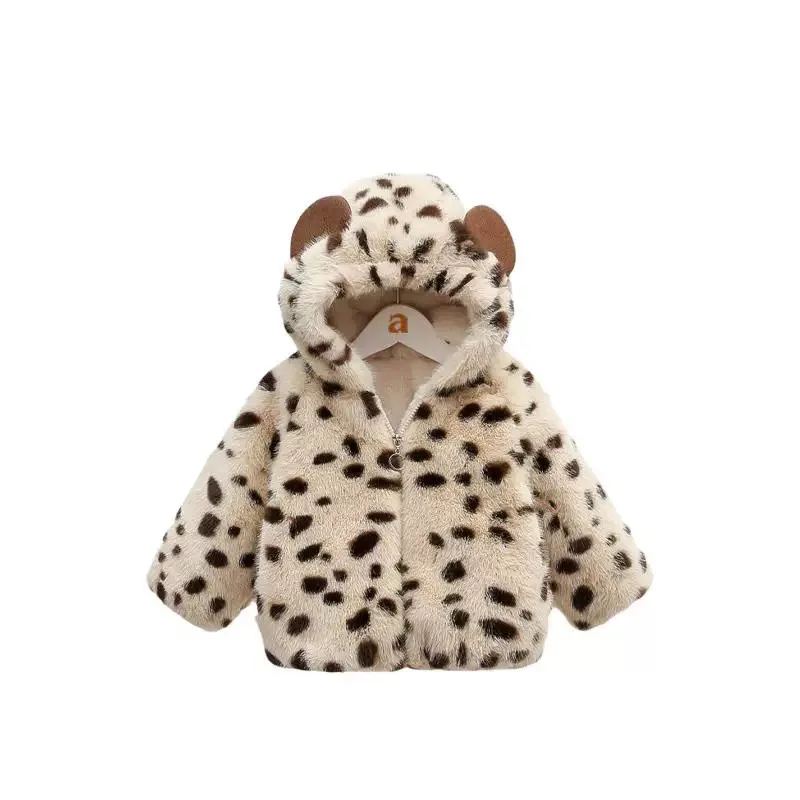 Boys and Girls Jackets with Speckled Western Style Plush Thickening Autumn and Winter New Warm Cotton Coats Trendy Outerwear