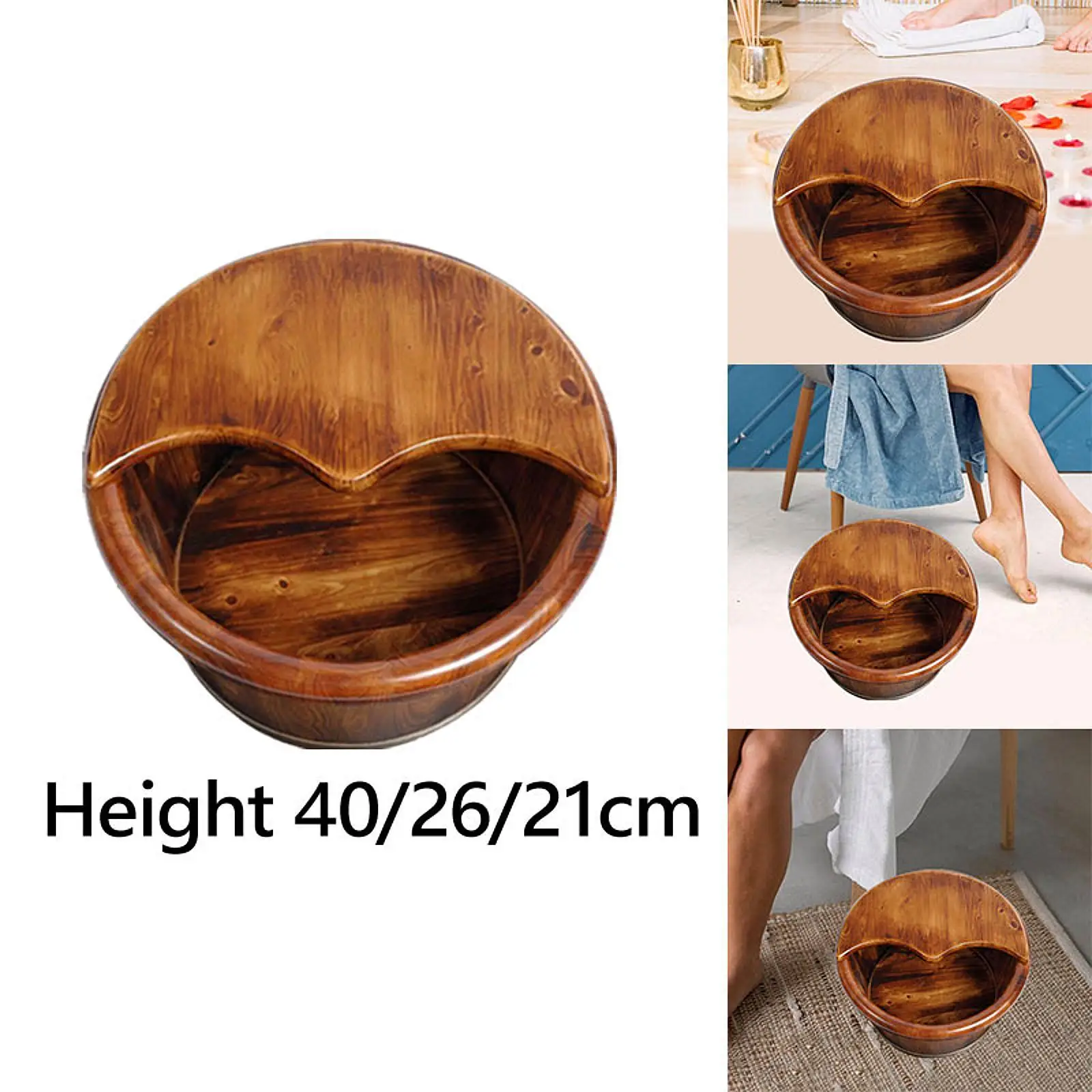 Wood Foot Bath Laundry Tub Pedicure SPA Barrel Washing Bowl Bucket Foot Washing Barrel for Outdoor Sauna Home Use Bedroom Travel