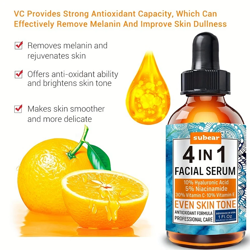 Nicotinamide Vitamin E Face Serum 4IN1 Vitamin C hyaluronic Acid Face Moisturizing Brightens Skin Repair Smooth Facial Essence