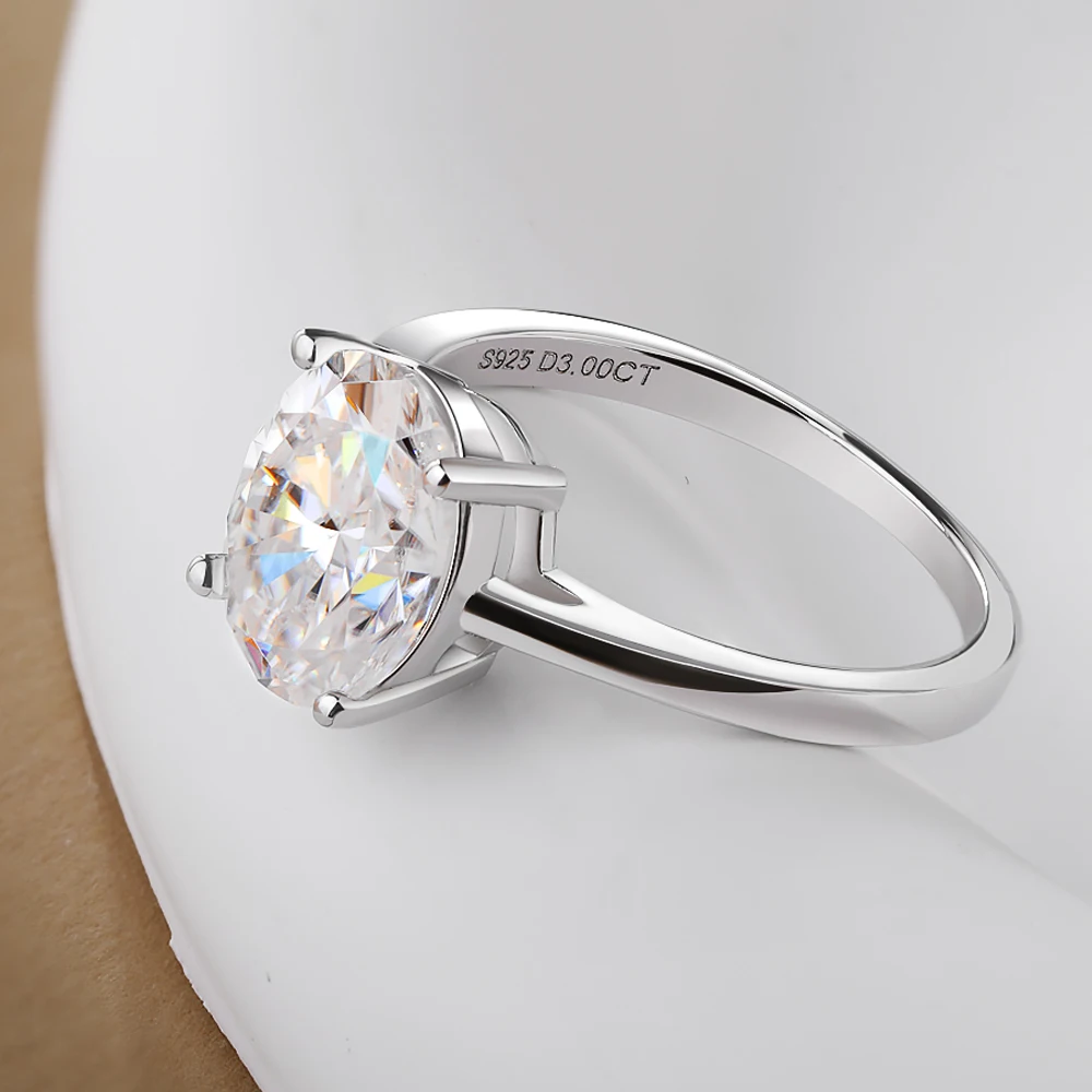1-4CT owalne pierścionki Moissanite dla kobiet musujące diamenty 925 srebro zaręczynowy obrączka biżuteria z certyfikatem — zdjęcie 6