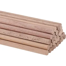 30PCS Wooden Dowel Pole Walnut Craft Pole Round Wooden Craft Pole Tan Wooden Pole for Crafts or Furniture Making Tent