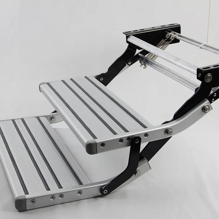 RV Ladder Camper  RV Accessories Motorhome Caravan Manual Double Aluminium Step With Non-Slip Ladders Door Pedal