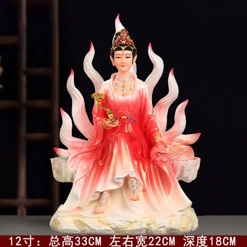 Resin Nine-Tailed Fox Fairy Statue - Feng Shui Spirit Fox Figurine, Home Altar Decoration & Blessing Ornament