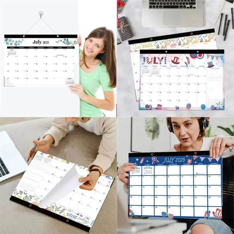 

2Pcs 2025-2026 Wall Calendar 18 Month Calendar from July 2025 to Dec 2026 Twin-Coil Binding Hanging Monthly Calendar 896C