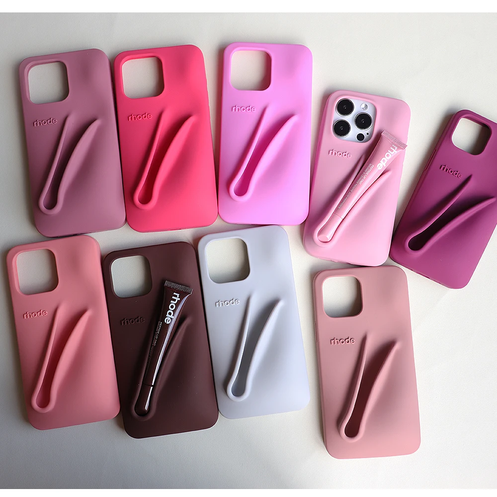 

Rhode Lipstick Silicone Phone Case For iPhone 13 14 15 16 Pro Max Autumn Edition Fashion Luxury Portable Soft Holder Cover