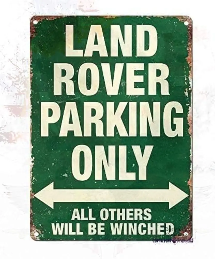 Y1,Man Cave Decor Retro Metal Tin Sign-land Rover Parking Only All Ohers Will Be Winched Green Wall Sign es Vintage-aluminum