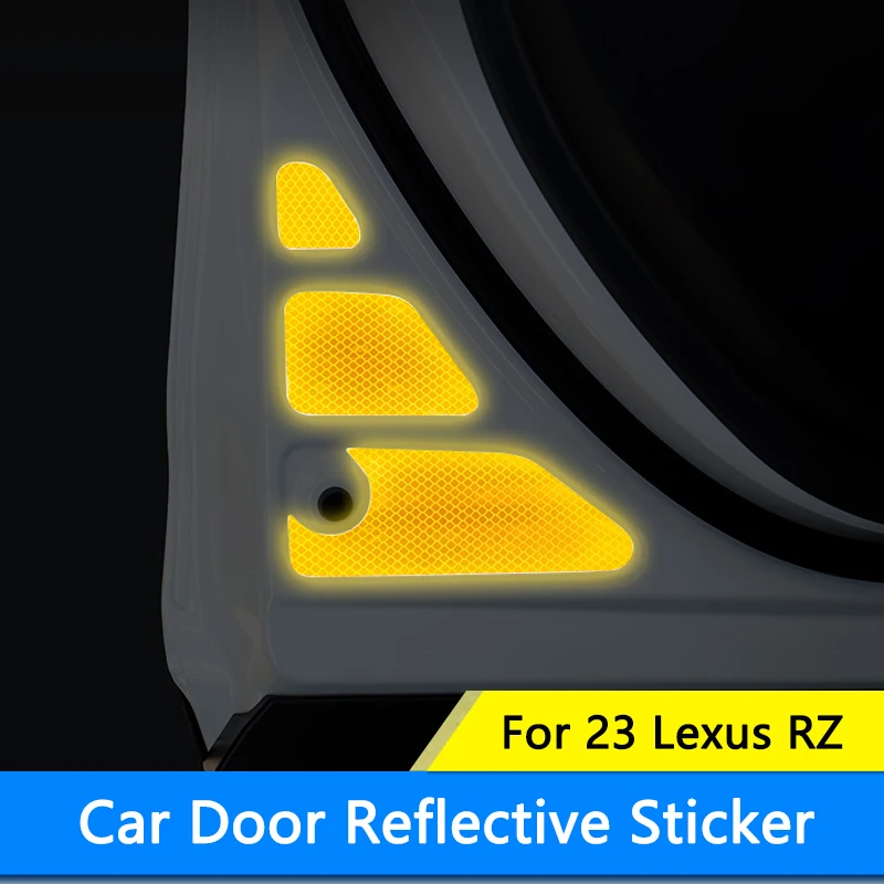 TAJIAN Car Door Warning Stickers Reflective Sticker 6Pcs Interior Decoration Stickers Complete Set Of Supplies For 23 Lexus RZ