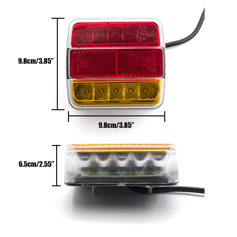 1 Set Rear Towing Tail Light 12V 10m 18 LED Trailer 7 Pin Universal Brake Stop Lamp License Number Plate Reflector Waterproof