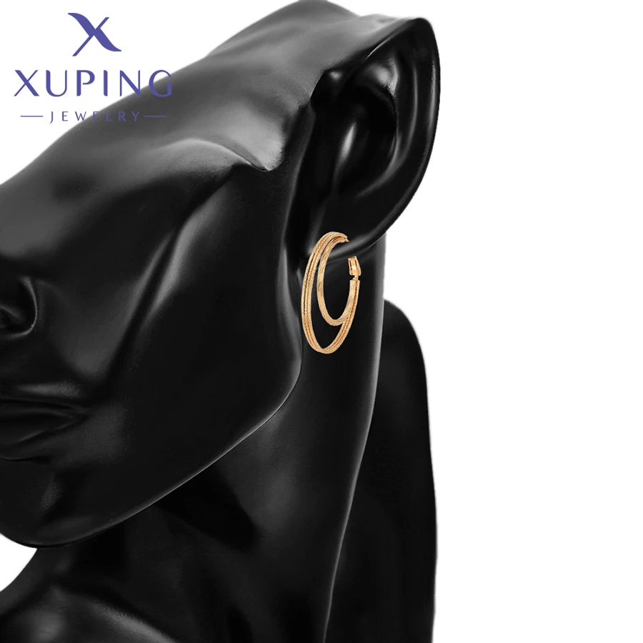 Xuping Jewelry New Arrival Fashion Серьги Simple Gold Color Huggies Earrings for Women Trendy Party Gift X001003301