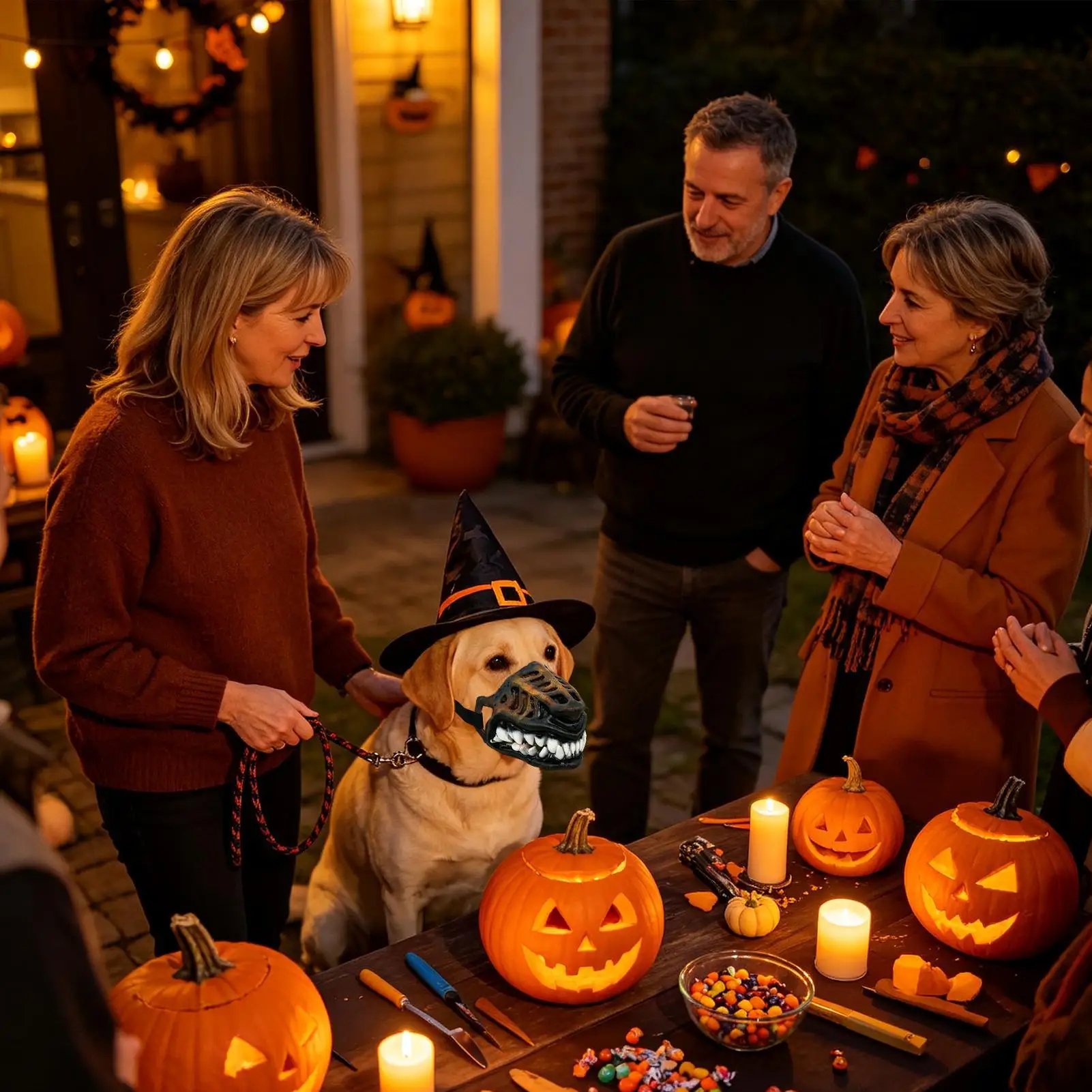 Beißschutz-Maulkorb, atmungsaktiv, flexibel, Halloween-Kostüm-Zubehör mit gruseligen Zähnen, großer Hundemaulkorb zur Verhinderung von Bissen beim Training – Detail 2