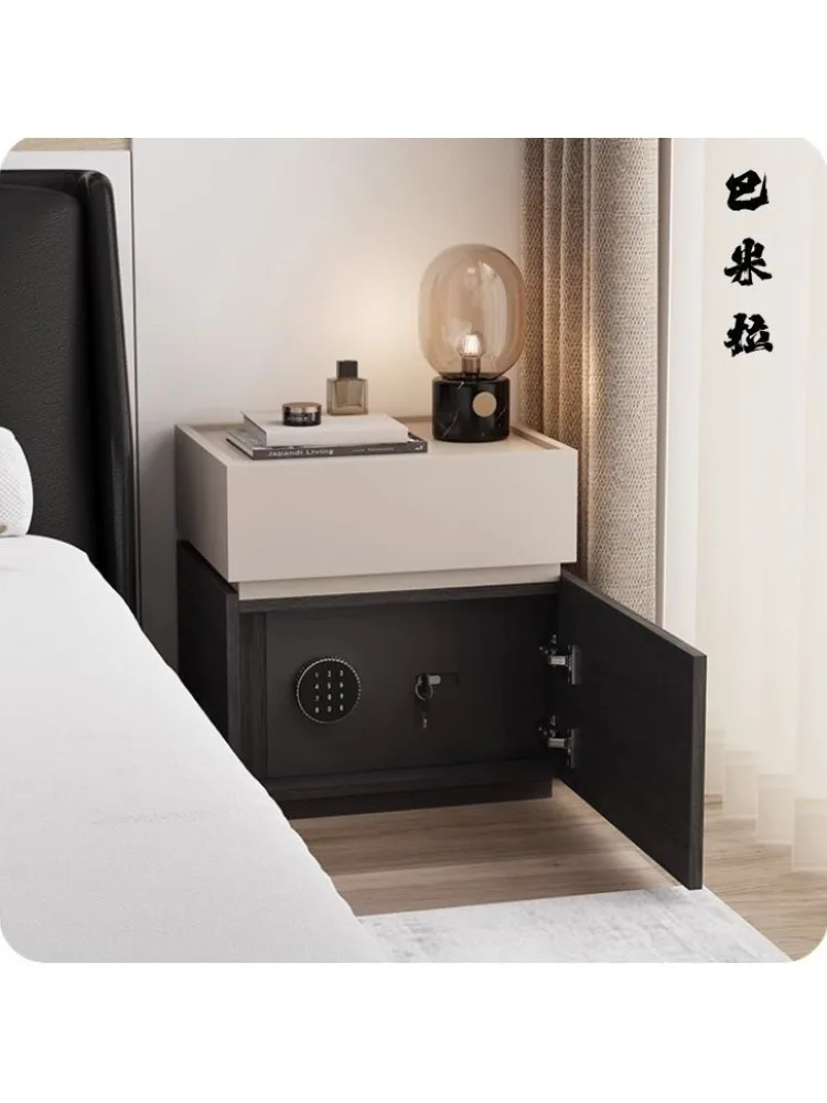 Pure solid wood Italian minimalist bedside table safe integrated large capacity 50cm multi-function