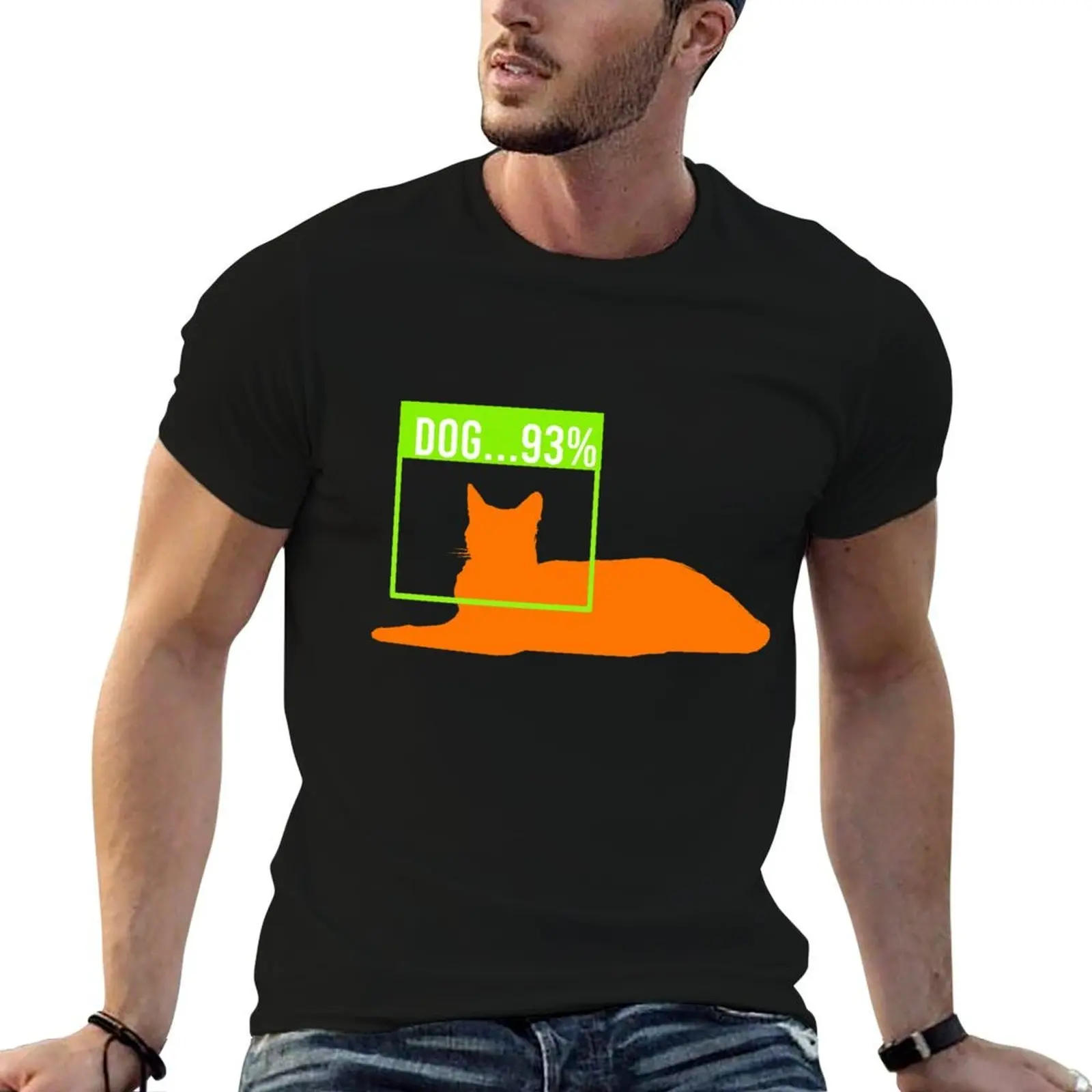AI goes wrong meme cat facial recognition T-Shirt for a boy basketball graphic tees mens funny t shirts