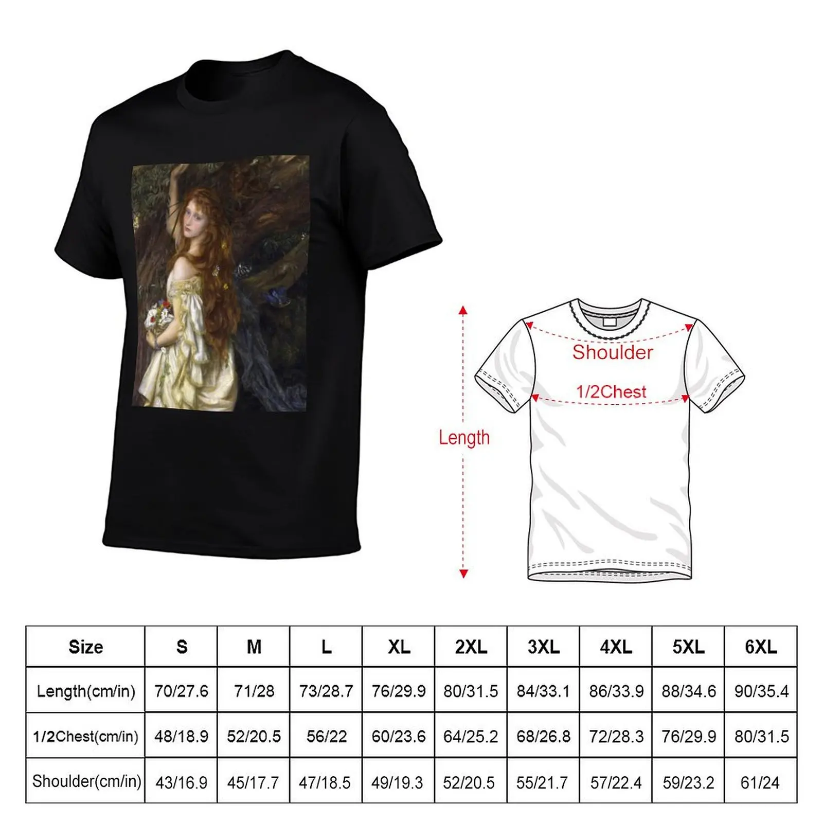 Arthur Hughes - Ophelia T-Shirt quick drying kawaii clothes mens vintage t shirts