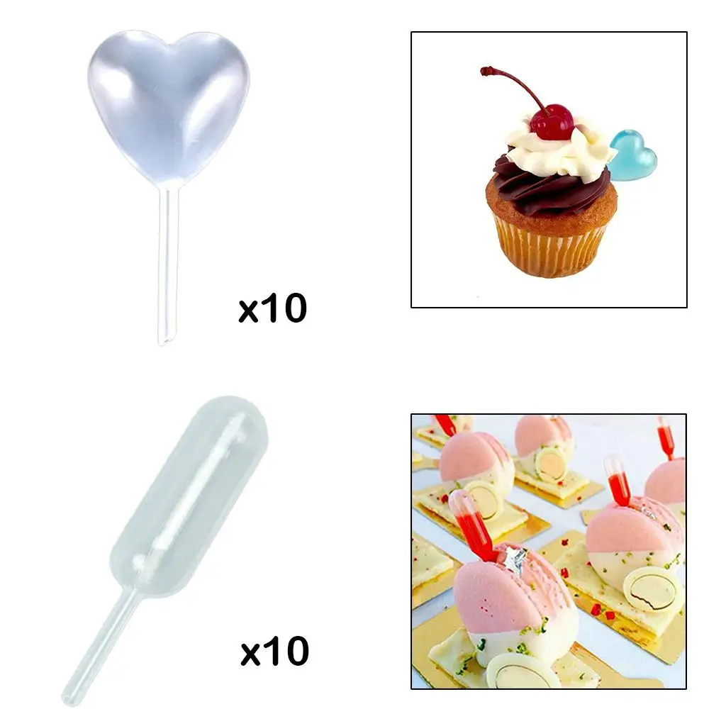 Mini pipetas de plástico para magdalenas, infusor líquido para decoración de mermelada y fresas