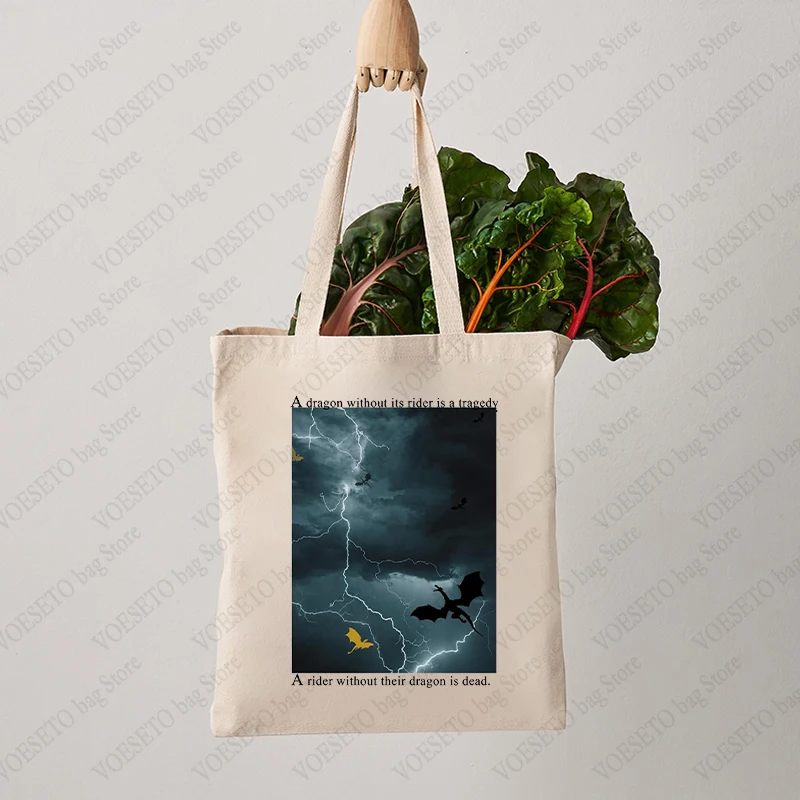 Fourth Wing Dragon Rider Tote Bag A Dragon Without Its Rider Is A Tragedy Shopping Bag for Bookish The Empyrean Series Gift