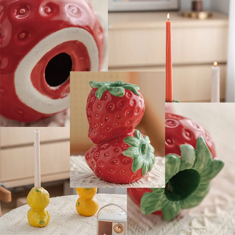 Fruit Shaped Ceramic Candlestick-simple Modern Design Desktop Small Fresh Decoration Photography Props Gift