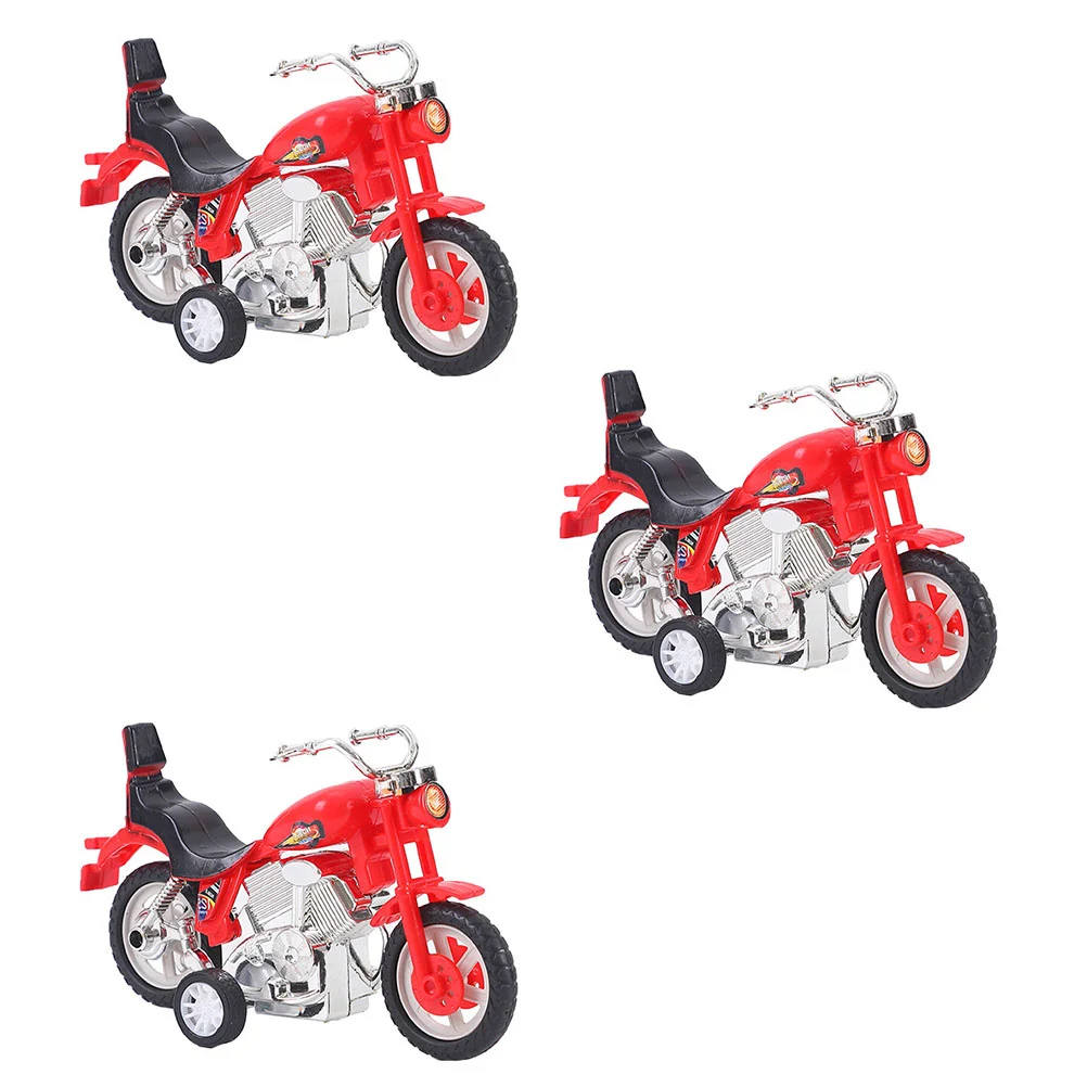 3 Pcs Pull Back Motorcycle Motorbike Toy Simulation Inertia Plaything Pull-Back Plastic Mini