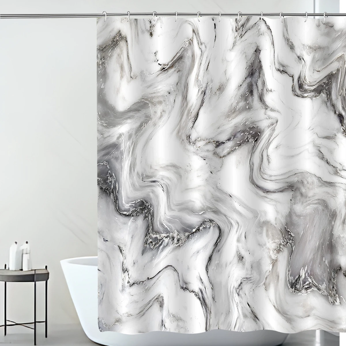 180x180cm Grey Black Marble Shower Curtain Abstract Modern Bathroom Decor Waterproof Washable Fabric Bathtub Shower Curtain