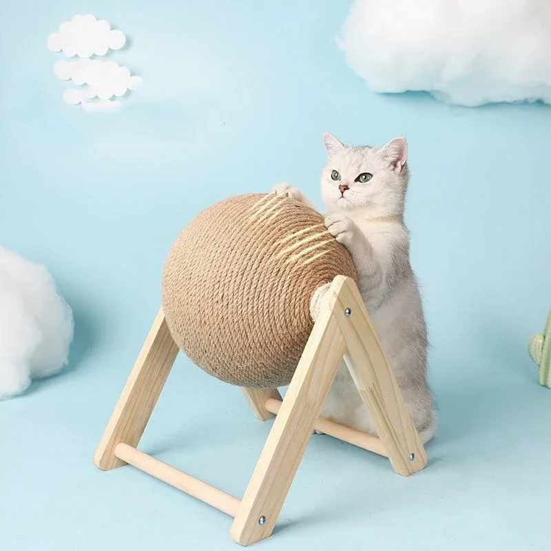 

Cat Scratching Ball Toy Kitten Sisal Rope Ball Board Grinding Paws Toys Cats Scratcher Sisal Wood Stable Pet Furniture Supplies