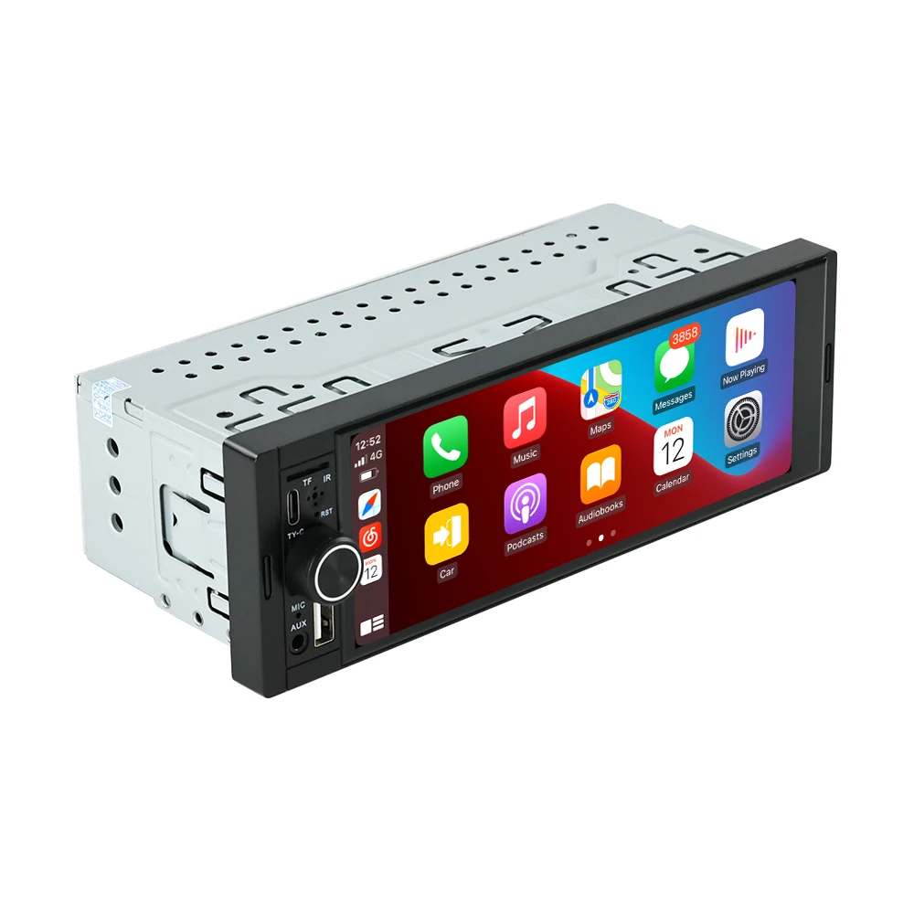 1Din Draadloze CarPlay Android AUTO HD touchscreen Universele 6.86 ''Autoradio FM Stereo MP5 multimedia speler BT TF poort Camera Intelligent systeem aan boord GPS elektronische navigatie - afbeelding 2