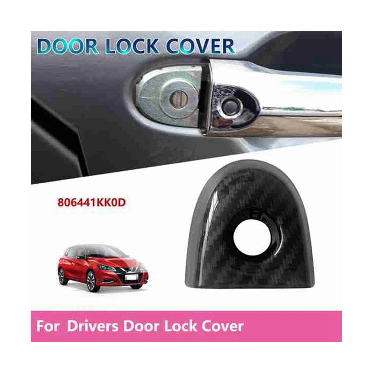 Car Door Lock Cover with Key Hole for Nissan Juke & Micra Drivers 806441KK0D Car Accessories Carbon Fiber