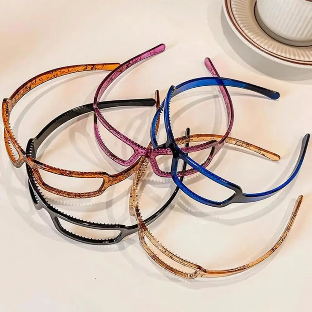 

Acrylic Headband Stylish Women's Headband with Anti-slip Teeth Lightweight Acrylic Material Glasses Frame Design for Fashionable