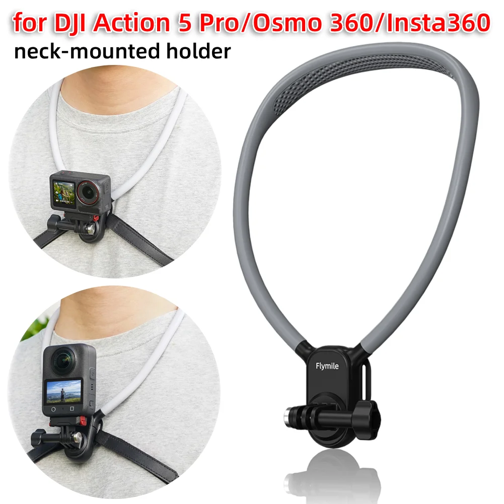 

Держатель на шею с нагрудным ремнем, крепление на шею для экшн-камеры, держатель на шею для селфи, без рук, для DJI Action 5 Pro/Osmo 360/Insta360
