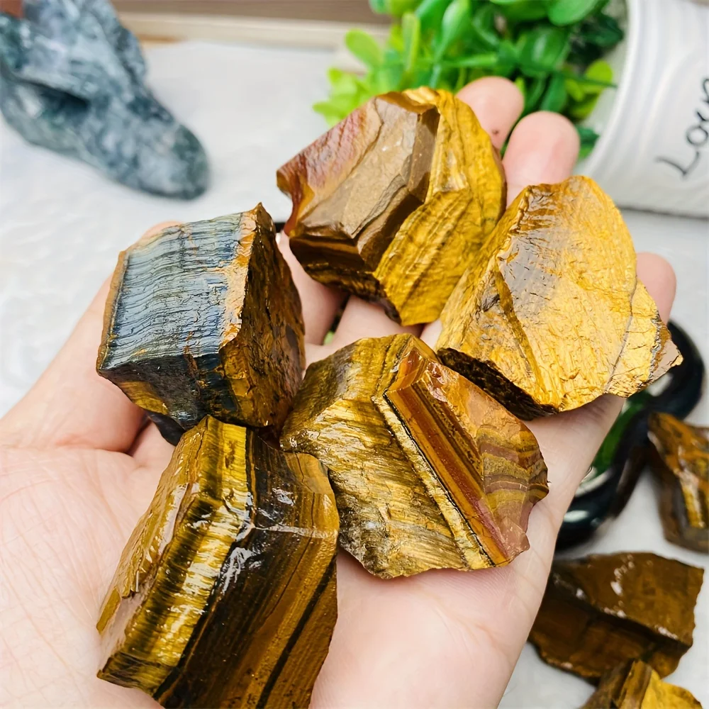 1PC Natural Yellow Tiger's Eye Stone Raw | Ideal for Home Decor, Perfect for Crafting and Decoration, Unscented, Solid Format