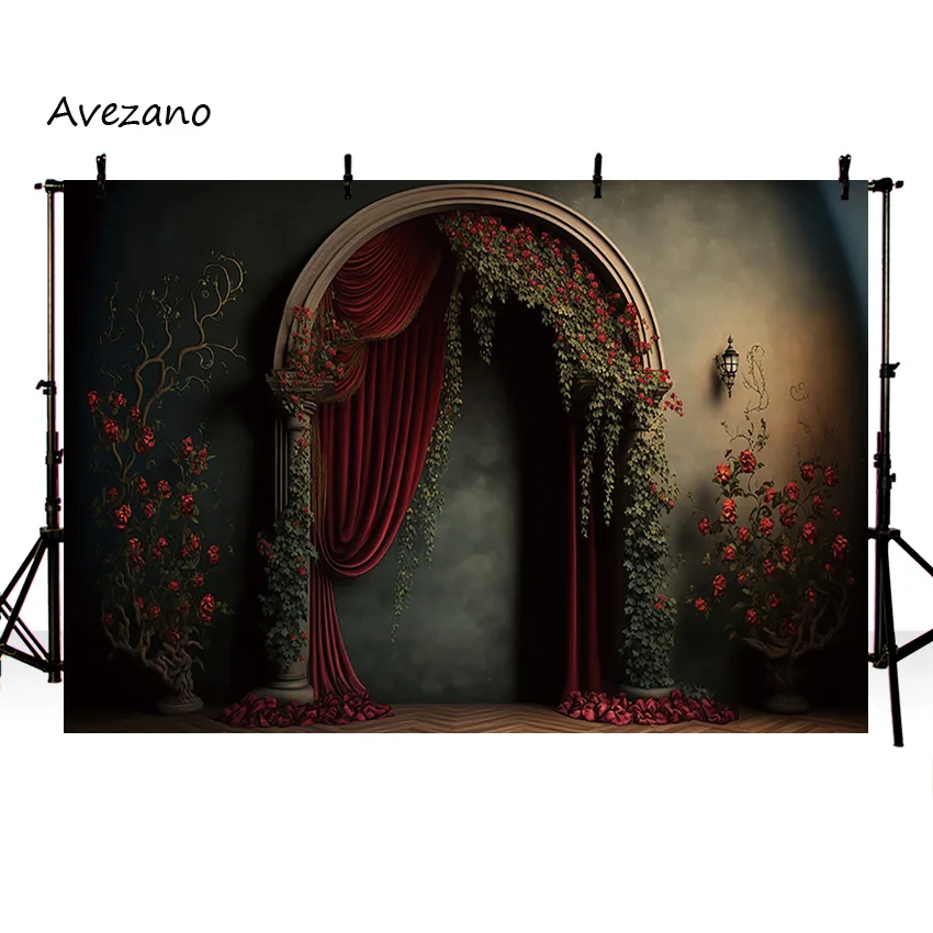 Avezano خمر النفط اللوحة التصوير خلفية مقوس زهرة الباب صورة صورة الزفاف حفلة عيد ميلاد ديكور خلفية