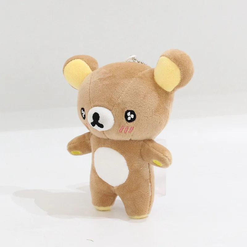 Bonito dos desenhos animados estrela-olho urso relaxado chaveiro pingente de pelúcia urso come saco de pizza pingente presente para amigos