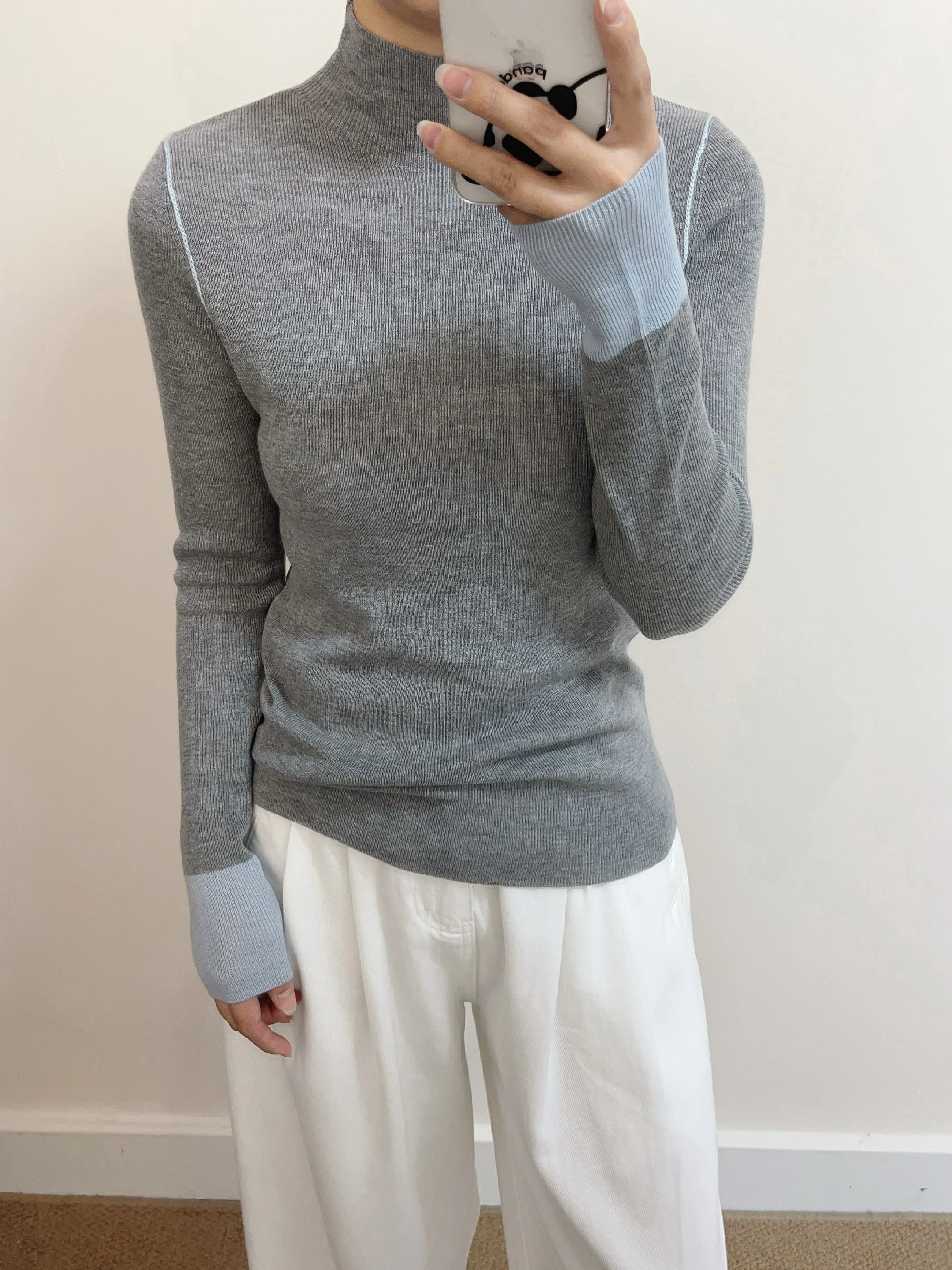 

Women's Slim Fit Wool Knitted Base irt f High Collar Ultra Fine Color Blo Design Autumn Winter New Sle Inner Wear Sw...