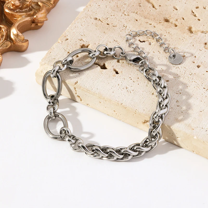 EILIECK 316L Edelstahl Goldfarben Asymmetrisches Kettenhalsketten-Armband-Set für Damen Modischer Wasserdichter Schmuck Damengeschenk – Detail 17