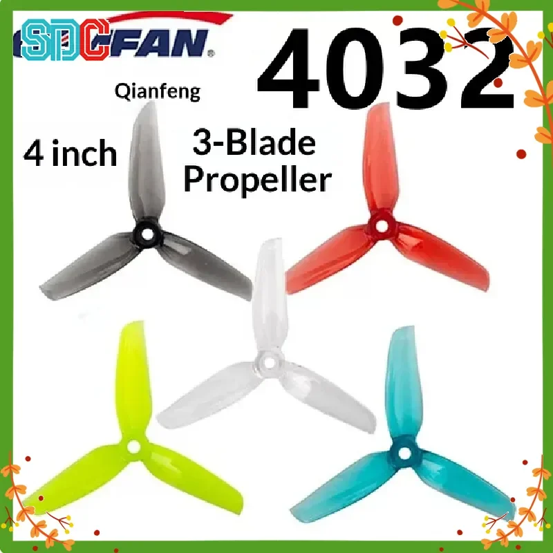 2 Pairs Gemfan 4032 Tri-Blade Propellers 5mm Bore High Efficiency Cw Ccw Props For 1407 1507 Motors 3 4 Inch Fpv Racing Drones