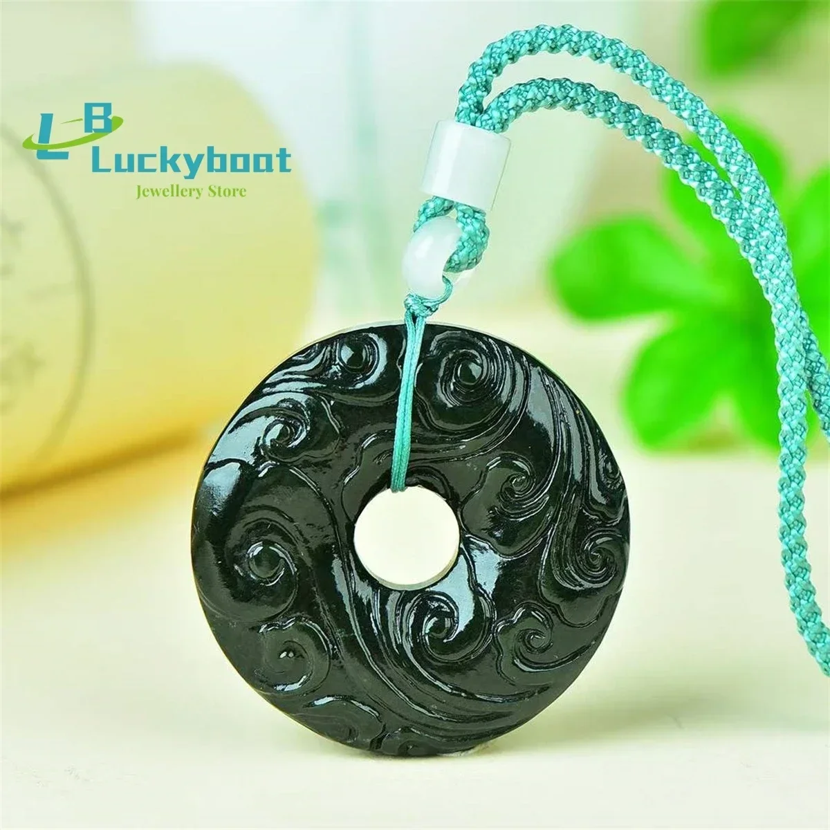 Natural Hetian Jade Square Ancient Cloud Pattern Safety Clasp Pendant Simple Personality Fashion Versatile Refined Men and Women