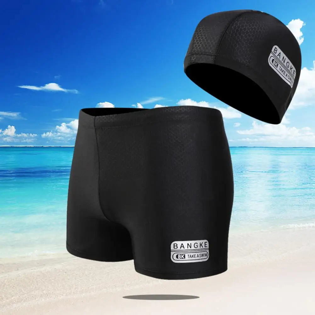 1 Set Men Swimwear Fashionable Men Shorts Stylish Swim Trunks Anti-pilling Swimming Set Slim Swimming Cap Shorts for Holiday