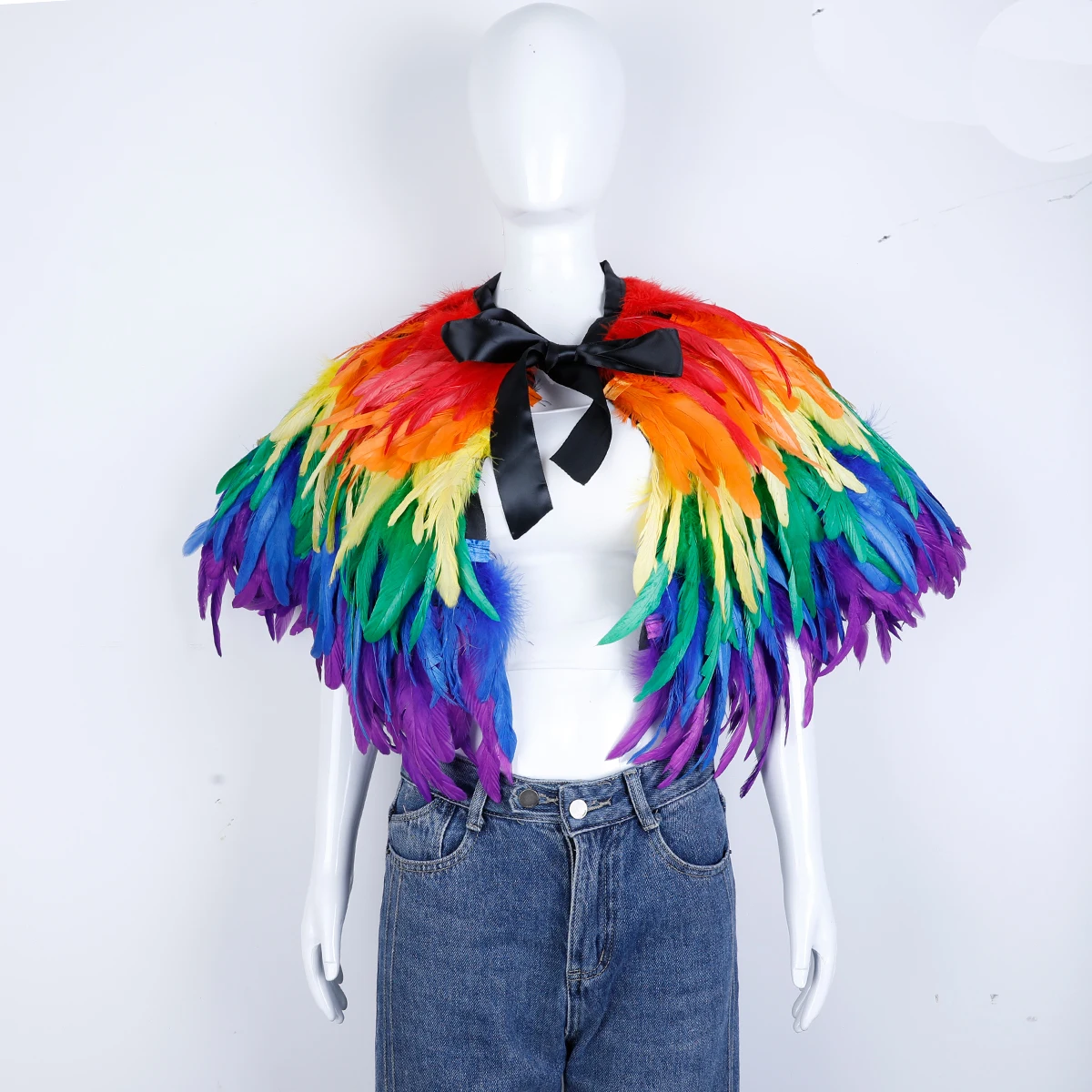 Halloween Christopher Street Day Rainbow Shawl Feather Shawl Cape Masquerade Party Performance Costume Accessories