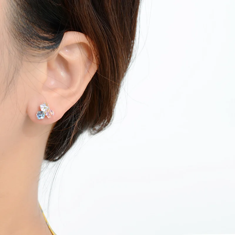 Delicate Crystal Geometric Box Stud Earrings for Women Elegant  Earrings