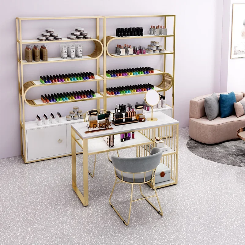 Modern minimalist table and chair set, marble single-person nail double-layer nail beauty salon table