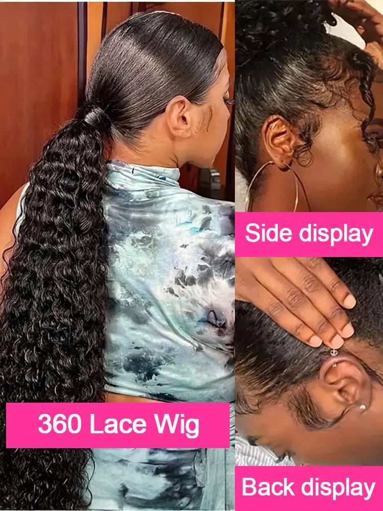 100% شعر بشري مجعد الباروكات 360 HD شعر مستعار دانتيل شعر الإنسان قبل قطعها 30 40 بوصة فضفاض موجة عميقة الباروكات الأمامية للبيع ذيل حصان عالي #4