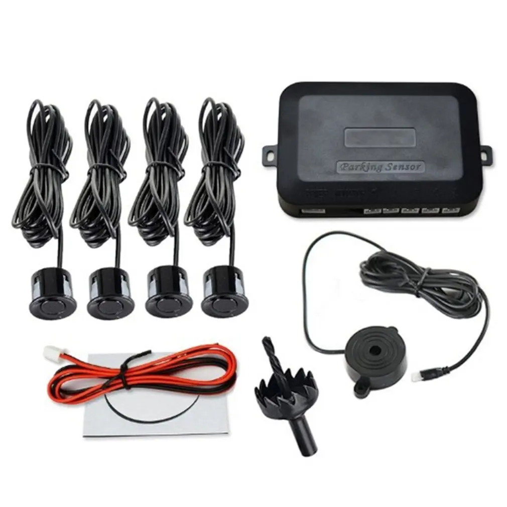 

New 12V Car Parking Sensor Kit Universal 4 Sensors Buzzer Reverse Backup Radar Sound Alert Indicator Probe System Car Detector