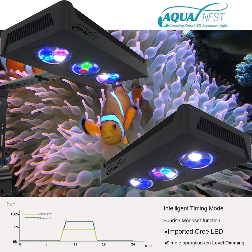 WIFI Spectra Nano 029 Luce per acquario 30W 40W 60W Illuminazione per acqua salata con controllo touch per acquario di barriera corallina