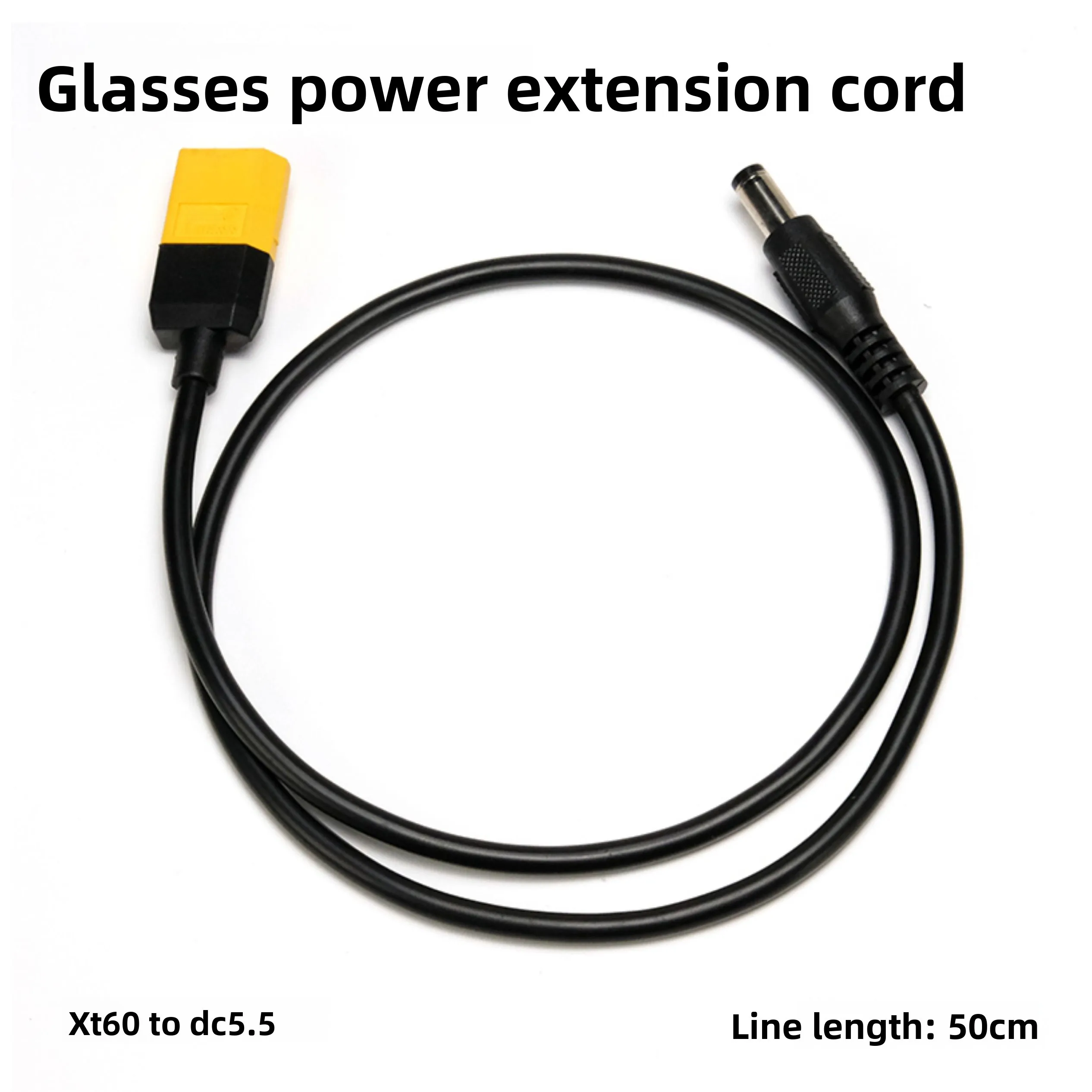 FPV Goggles Power Extension Cord 500mm - XT60 Male To DC5.5 Male