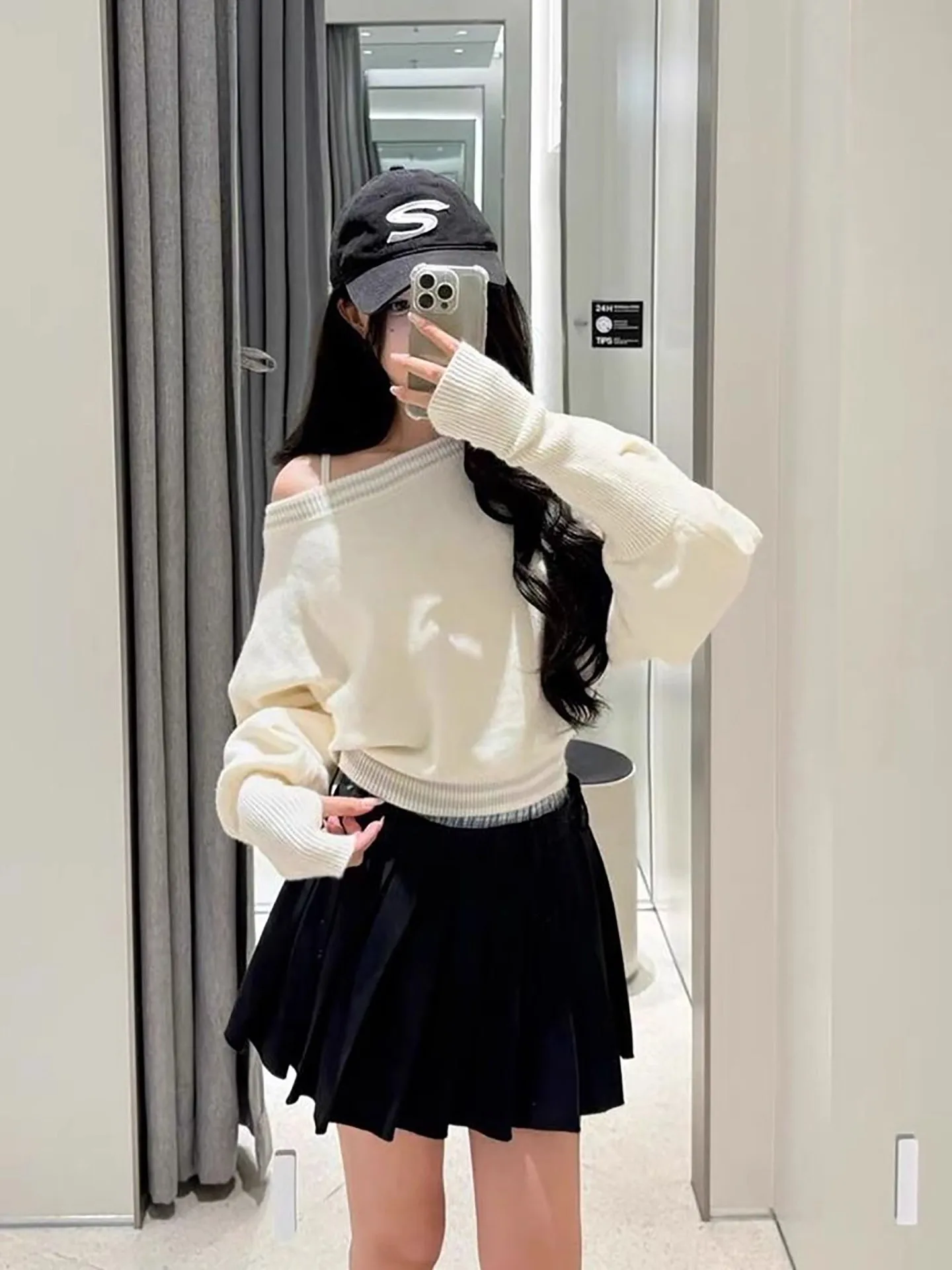 

American Sle Spicy Soft oulder Sweater Women's ort Faionable Knitted irt Autumn Lazy High-End Feeling One-oulder Top