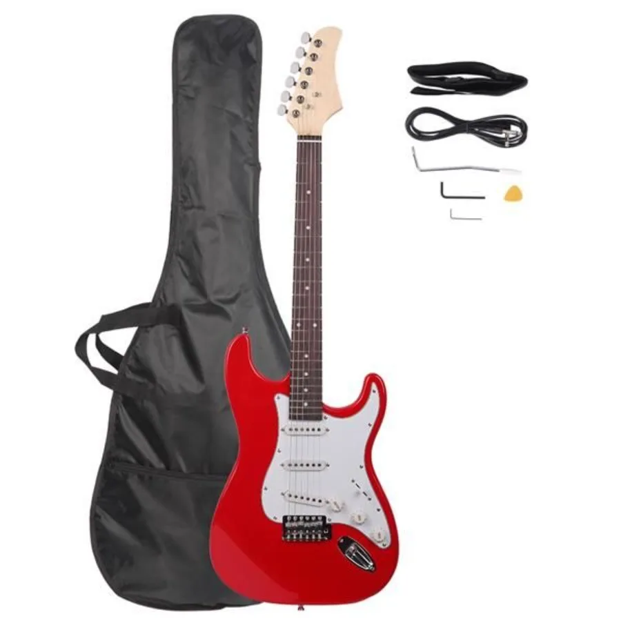 Rosewood Fingerboard Electric Guitar with Shoulder Strap Guitar Bag Picks Cord Hex Wrench Re