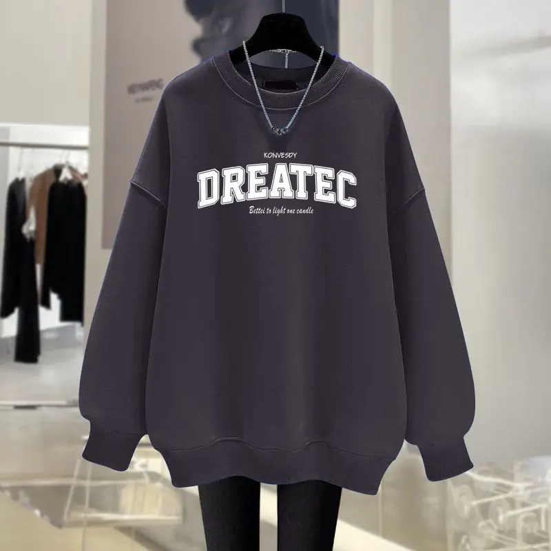 純粋な綿の帽子なしスウェットシャツ、女性用、ゆったりとしたアメリカンハイストリートニッチレター、トレンディなブランド、インスカップルスタイル、多用途トップ