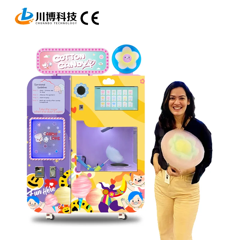 Manufacture Factory OEM High Quality Commercial Touch Screen Multiple Shapes Self Service Retail Fairy Floss Vending Machine
