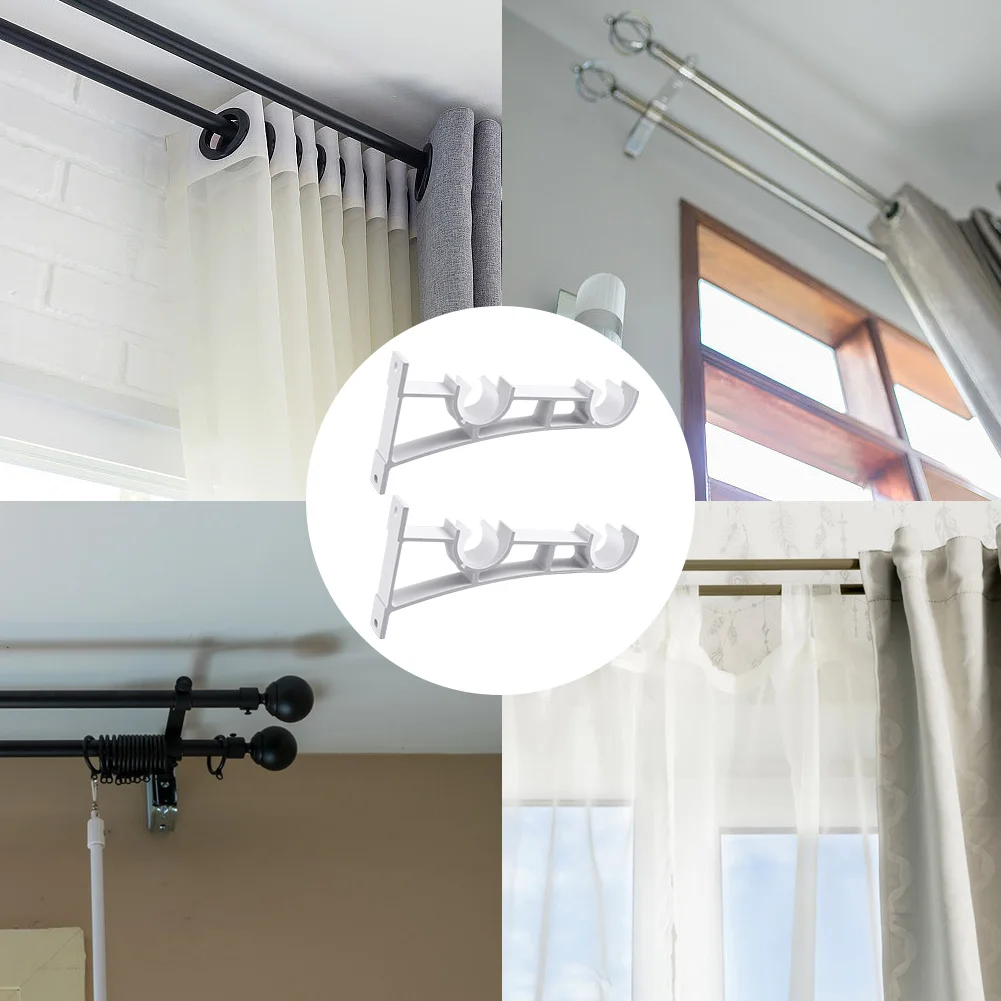 

2 Pack Heavy Duty Curtain Rod Holders Aluminum Alloy Rod Support Hanger Curtain Rod Hanging Hardware for Wall Hangers Support