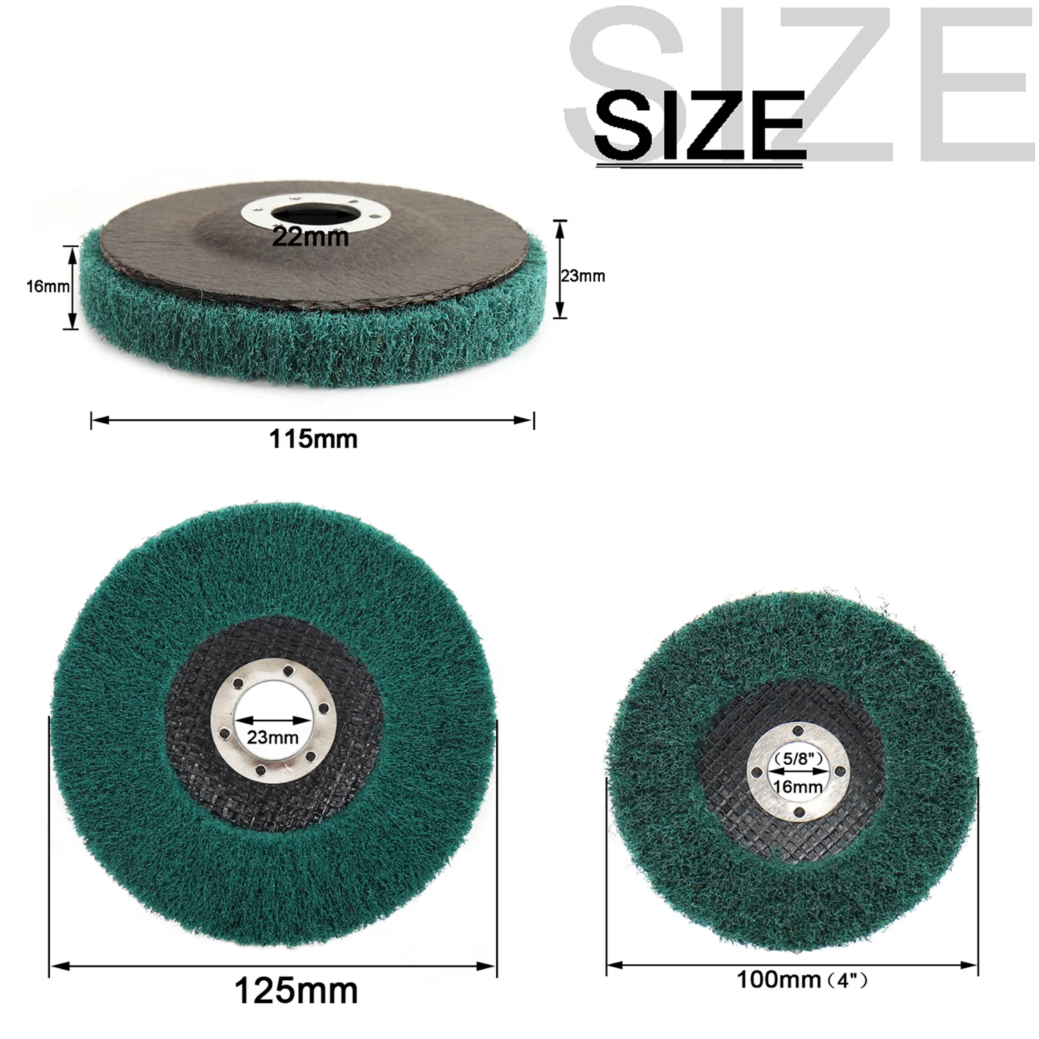 1pc Nylon Fiber Flap Wheel 100/115/125mm – Abrasive Polishing Disc Scouring Pad & Buffing Wheel for Angle Grinder Wood Metal