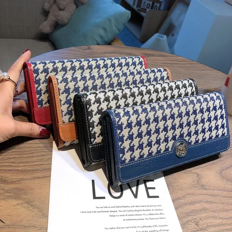 Leather long purse Ladies 2024 Wallet Niche design multi-card bag Canvas coin purse Premium large capacity women's purse